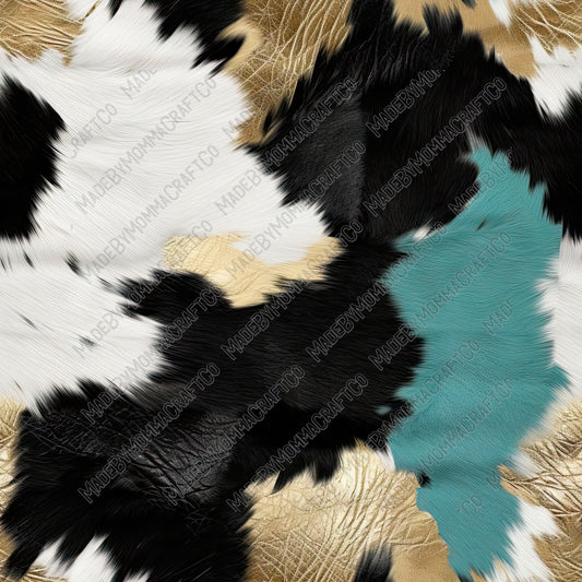 Turquoise Western Hide Mix 16 - Vinyl Or Waterslide Seamless Wrap