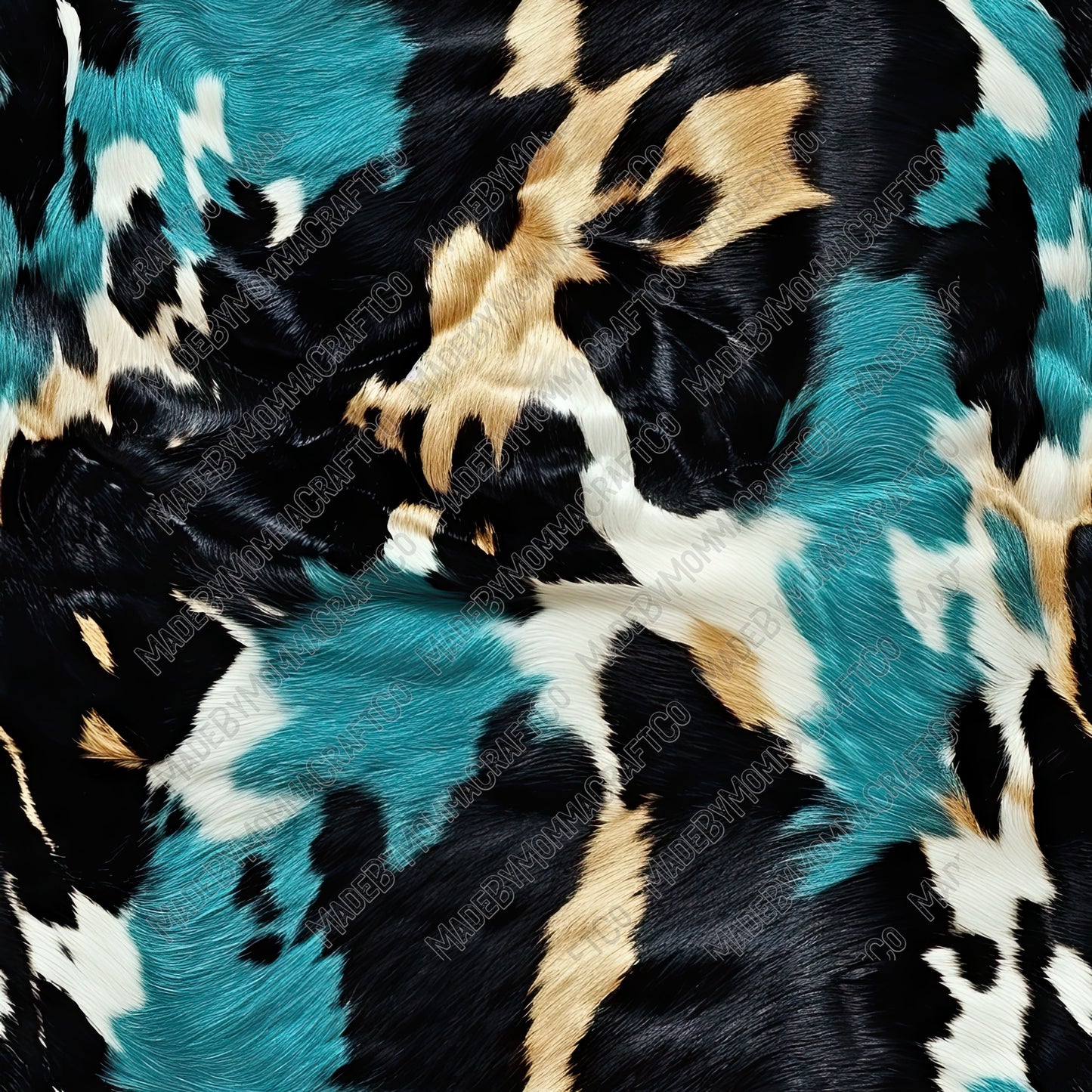 Turquoise Western Hide Mix 17 - Vinyl Or Waterslide Seamless Wrap