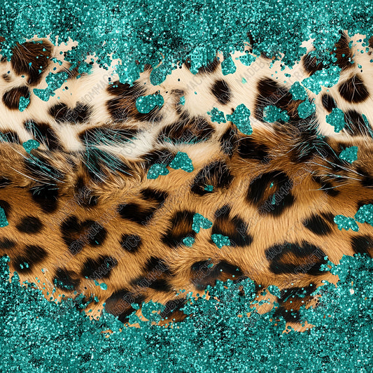 Turquoise Western Glitter Hide 01 - Vinyl Or Waterslide Seamless Wrap