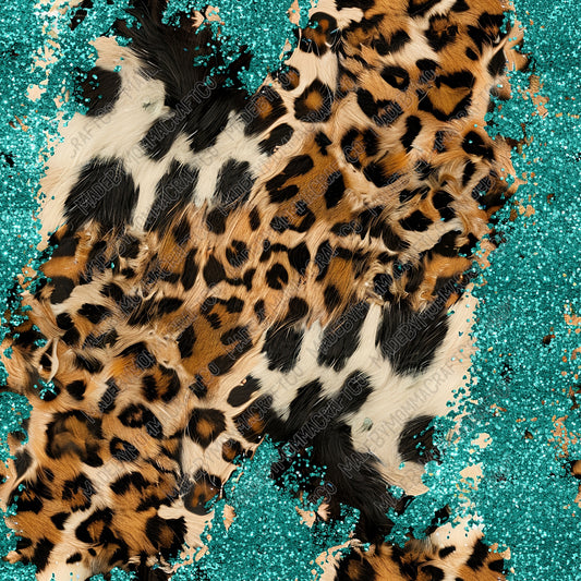 Turquoise Western Glitter Hide 02 - Vinyl Or Waterslide Seamless Wrap