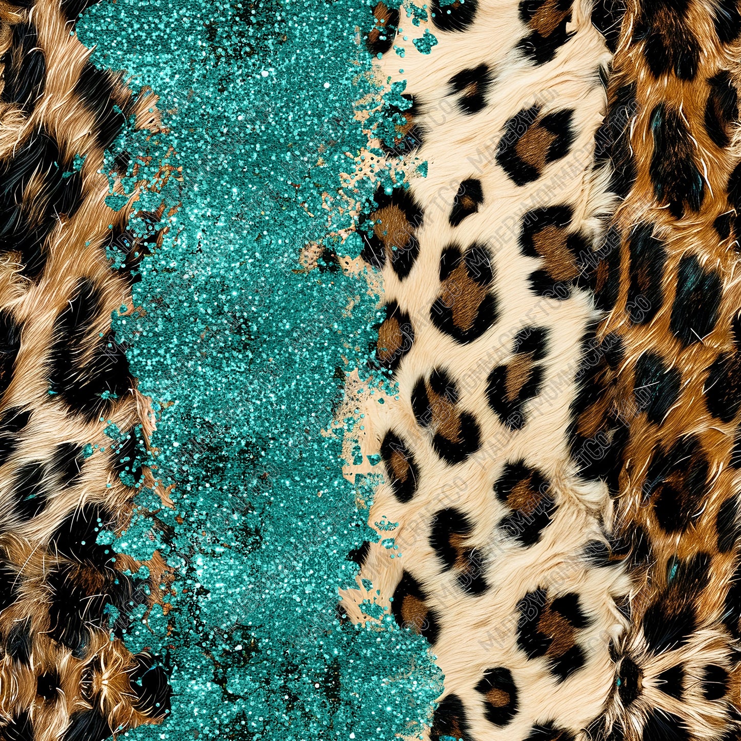 Turquoise Western Glitter Hide 03 - Vinyl Or Waterslide Seamless Wrap