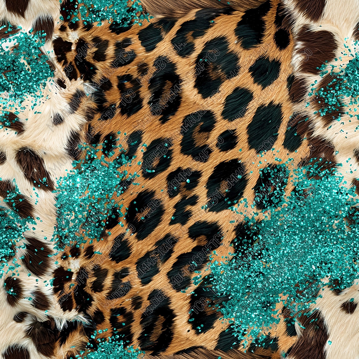 Turquoise Western Glitter Hide 05 - Vinyl Or Waterslide Seamless Wrap