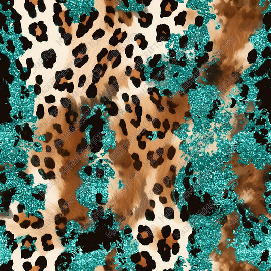 Turquoise Western Glitter Hide 09 - Vinyl Or Waterslide Seamless Wrap