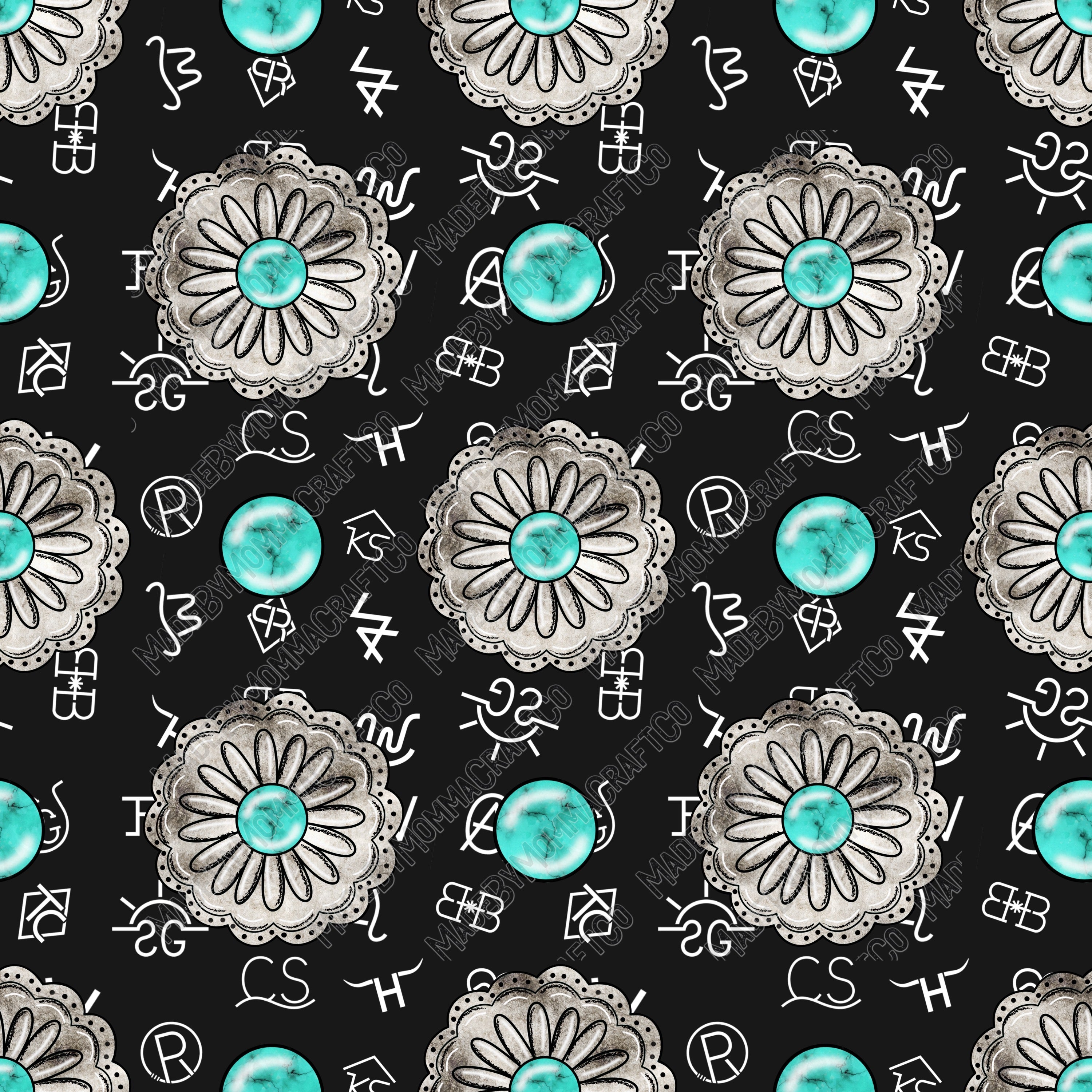 Turquoise Cattle Brand - Vinyl Or Waterslide Seamless Wrap