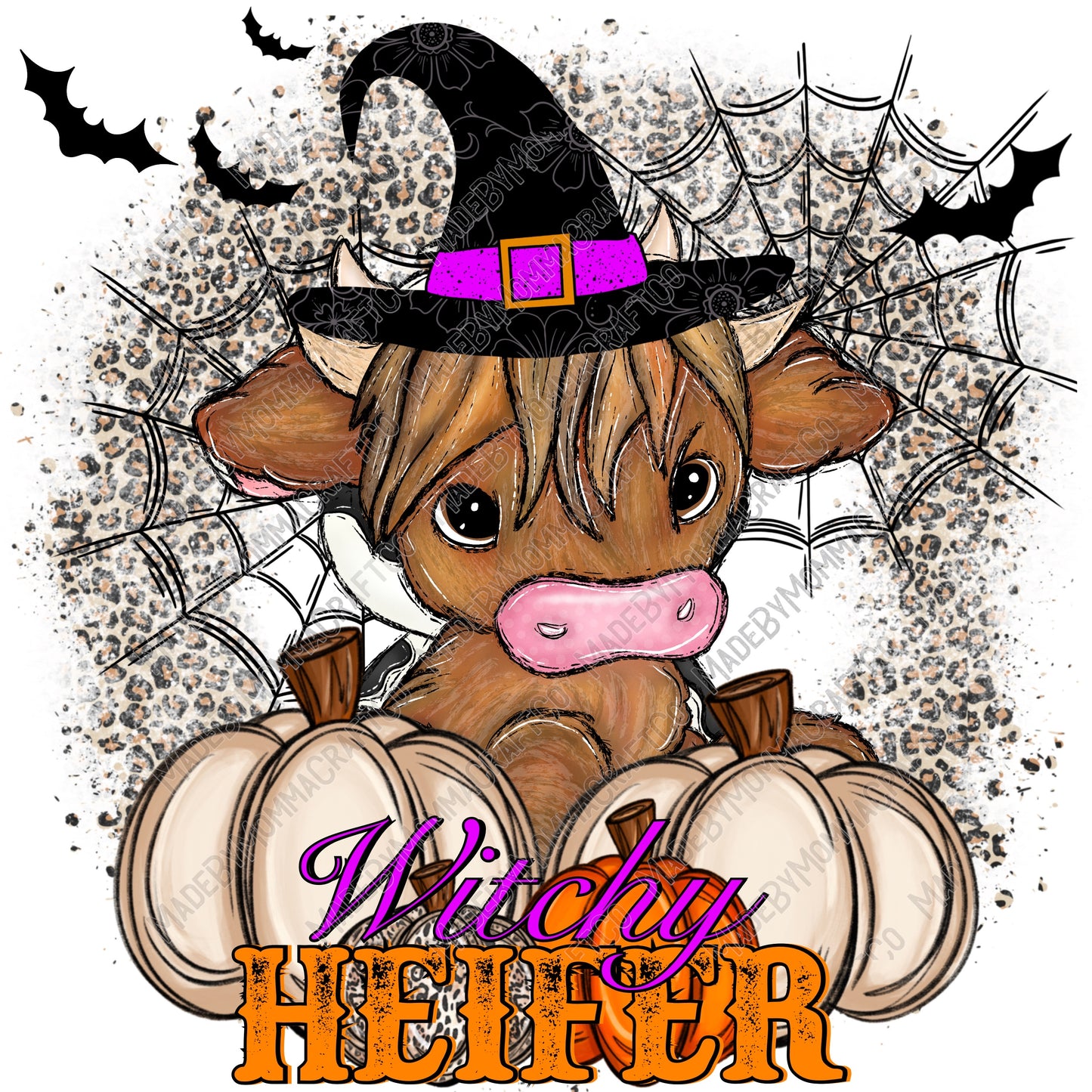 Witchy Heifer Highland Cow / Halloween Spooky  -Cheat Clear Waterslide™ or White Cast Sticker