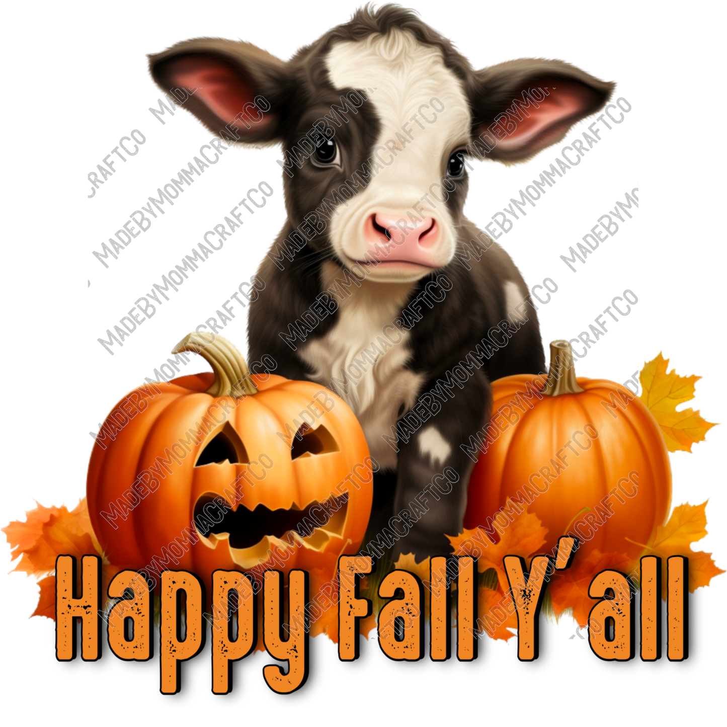 Happy Fall Y'all Cow Country Western - Cheat Clear Waterslide™ or White Cast Sticker