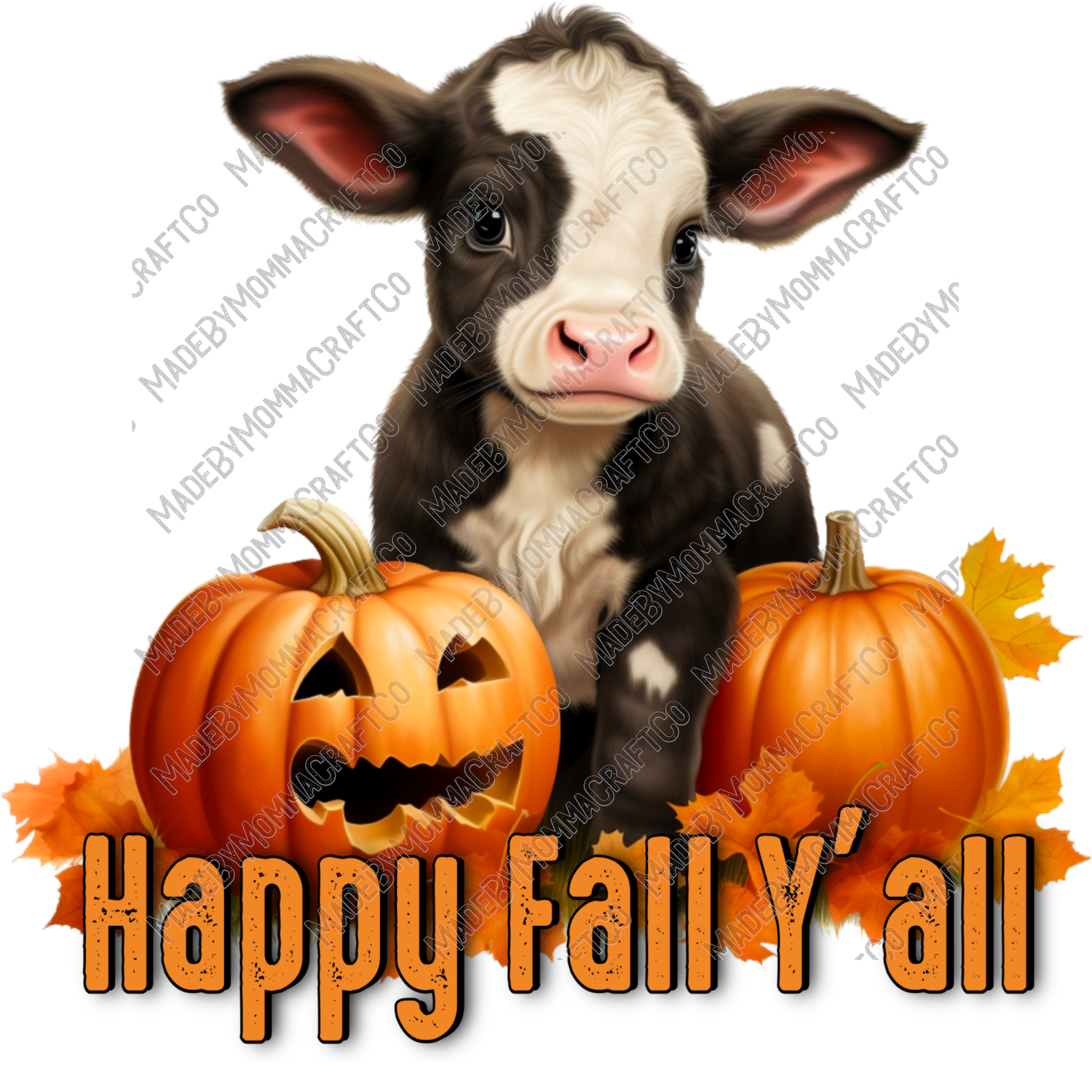Happy Fall Y&#39;all Cow Country Western - Cheat Clear Waterslide™ or White Cast Sticker