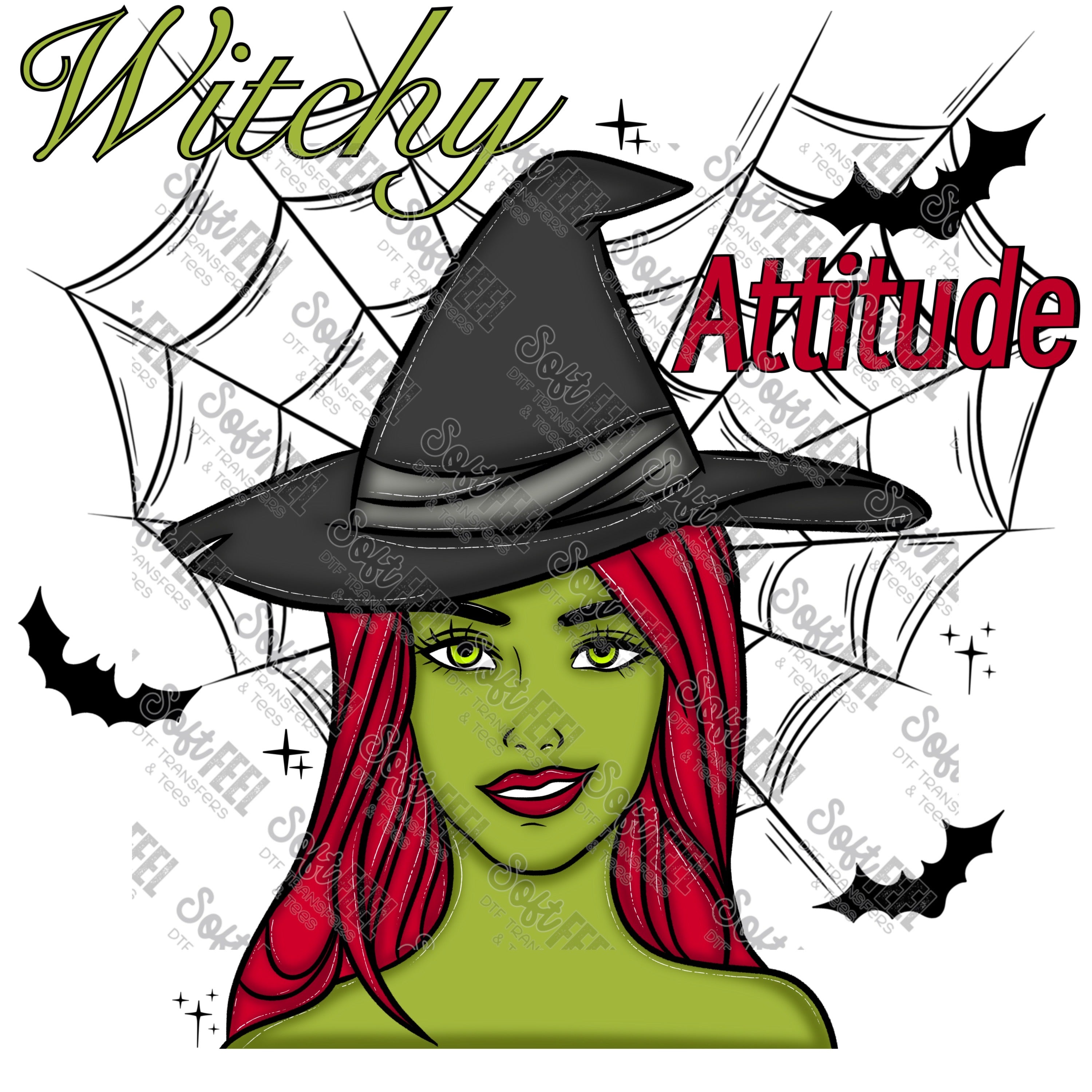 Witchy Attitude - Halloween - Direct To Film Transfer / DTF - Heat Press Clothing Transfer