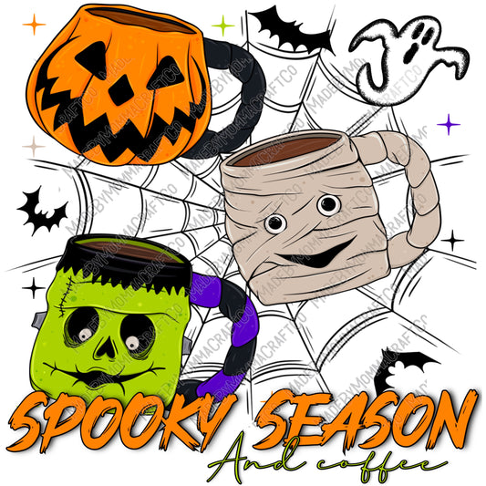 Spooky Season and Coffee / Halloween Spooky  -Cheat Clear Waterslide™ or White Cast Sticker