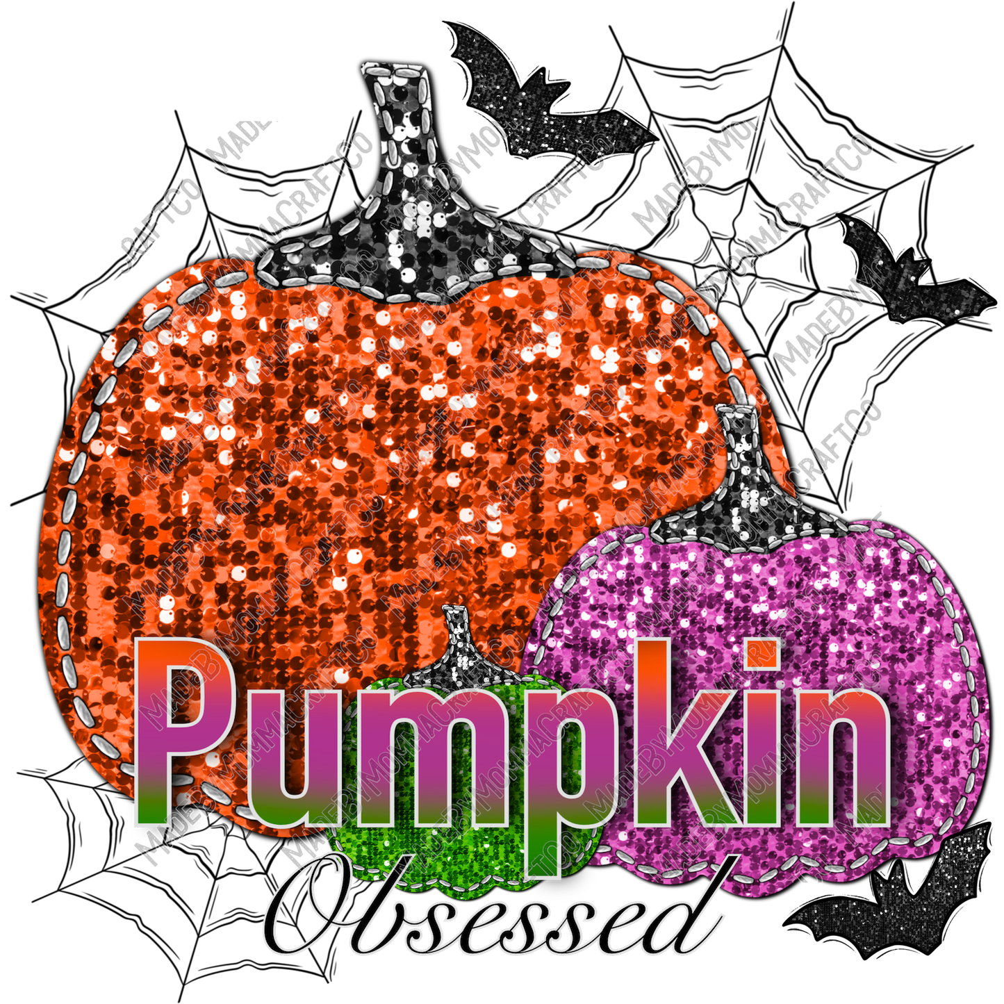 Sequin Pumpkin Obsessed Halloween - Cheat Clear Waterslide™ or White Cast Sticker