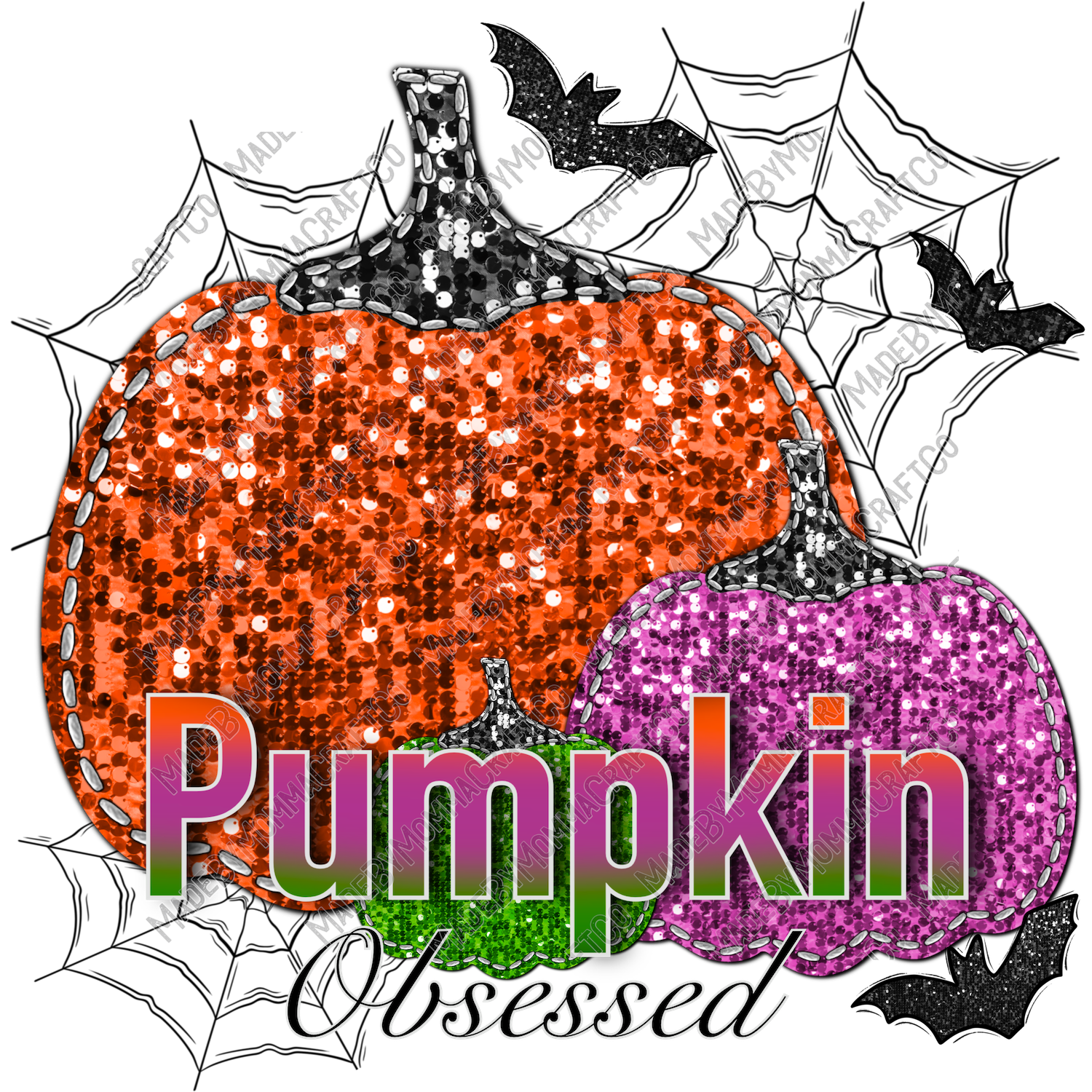 Sequin Pumpkin Obsessed Halloween - Cheat Clear Waterslide™ or White Cast Sticker
