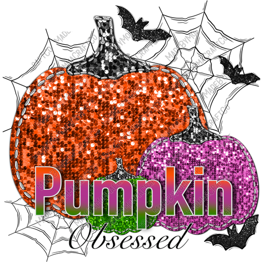 Sequin Pumpkin Obsessed Halloween - Cheat Clear Waterslide™ or White Cast Sticker