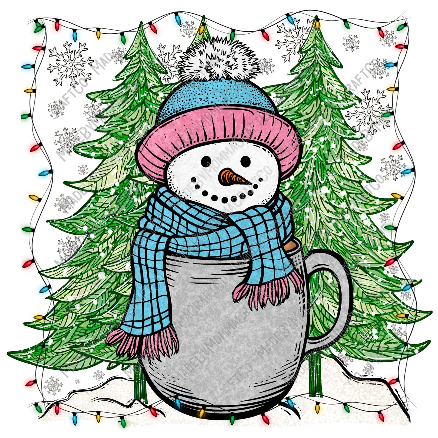 Snowman Mug - Christmas - Cheat Clear Waterslide™ or White Cast Sticker