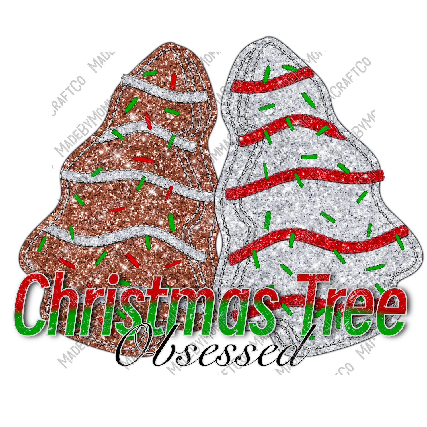 GLitter Christmas Tree Obsessed - Cheat Clear Waterslide™ or White Cast Sticker