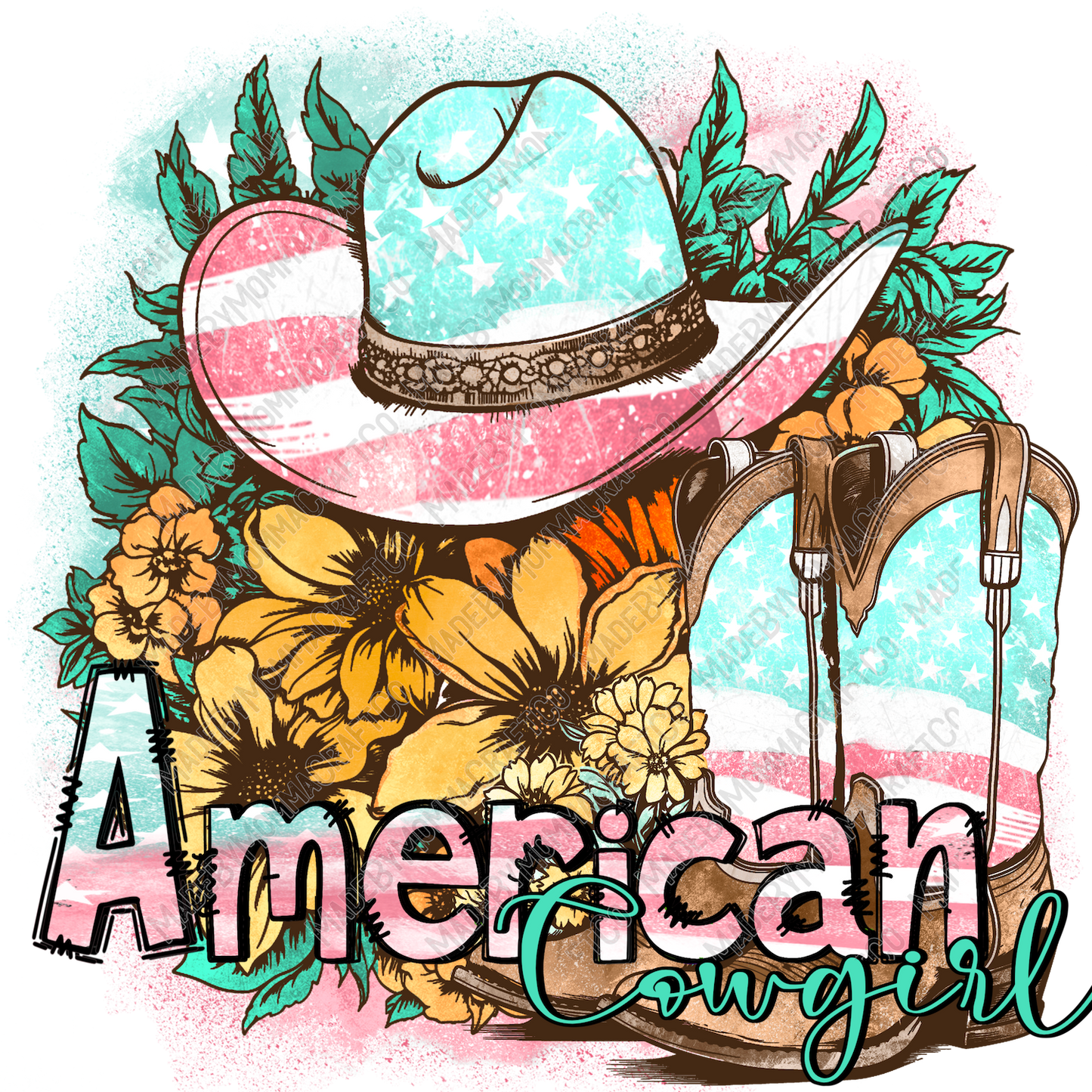 American Cowgirl - Country - Cheat Clear Waterslide™ or White Cast Sticker