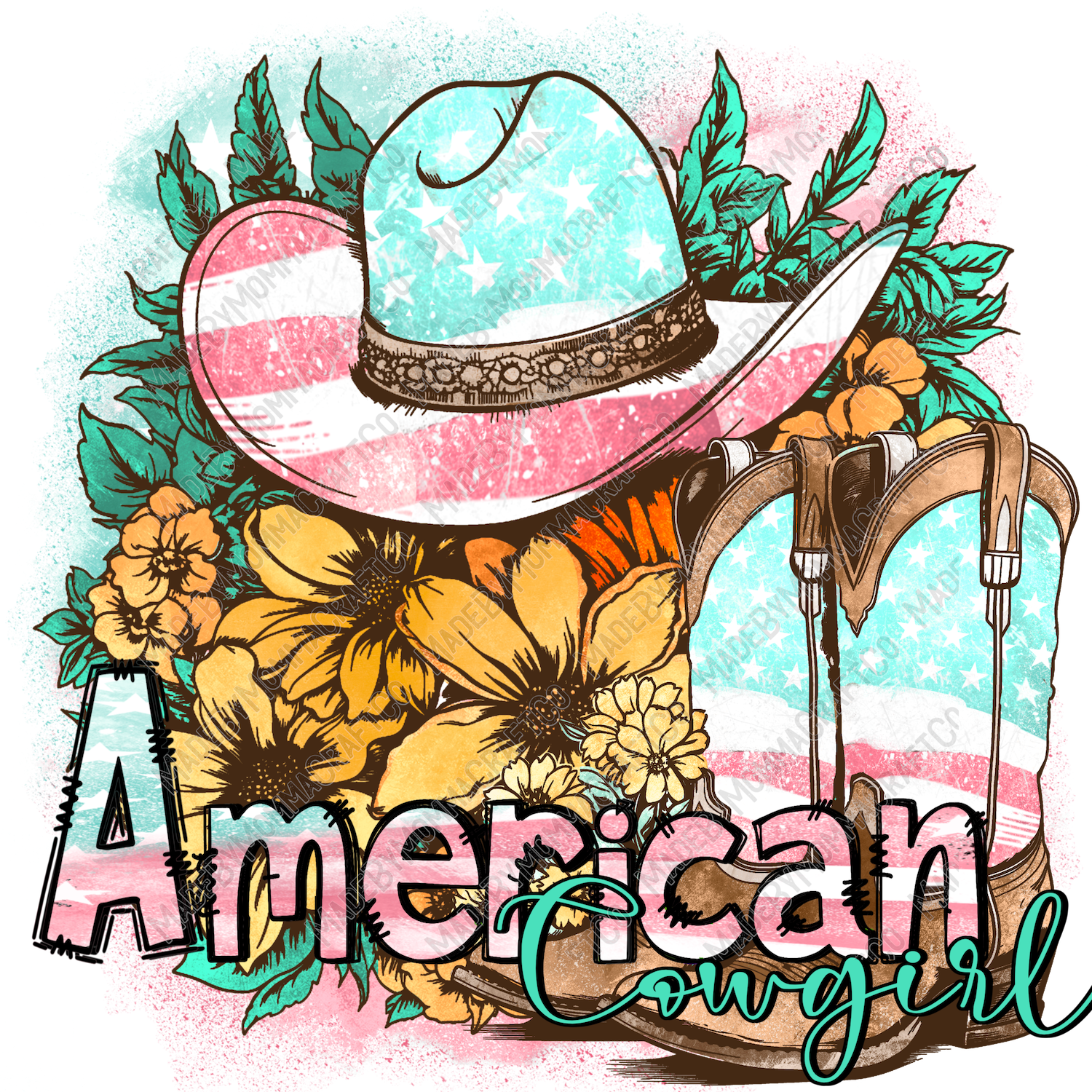 American Cowgirl - Country - Cheat Clear Waterslide™ or White Cast Sticker