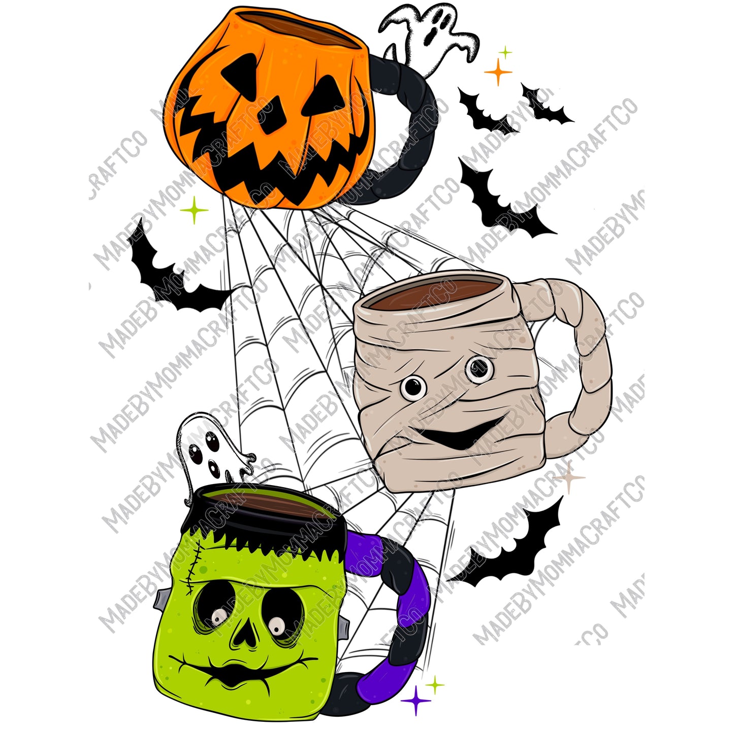 Spider Webs and Coffee Mugs / Halloween Spooky  -Cheat Clear Waterslide™ or White Cast Sticker