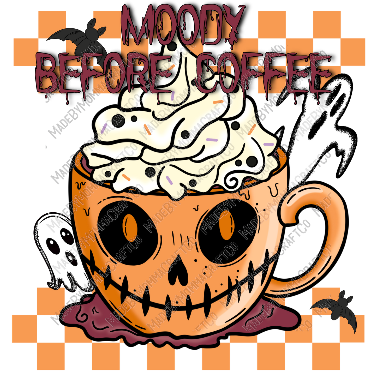 Moody Before Coffee Halloween Fall - Cheat Clear Waterslide™ or White Cast Sticker