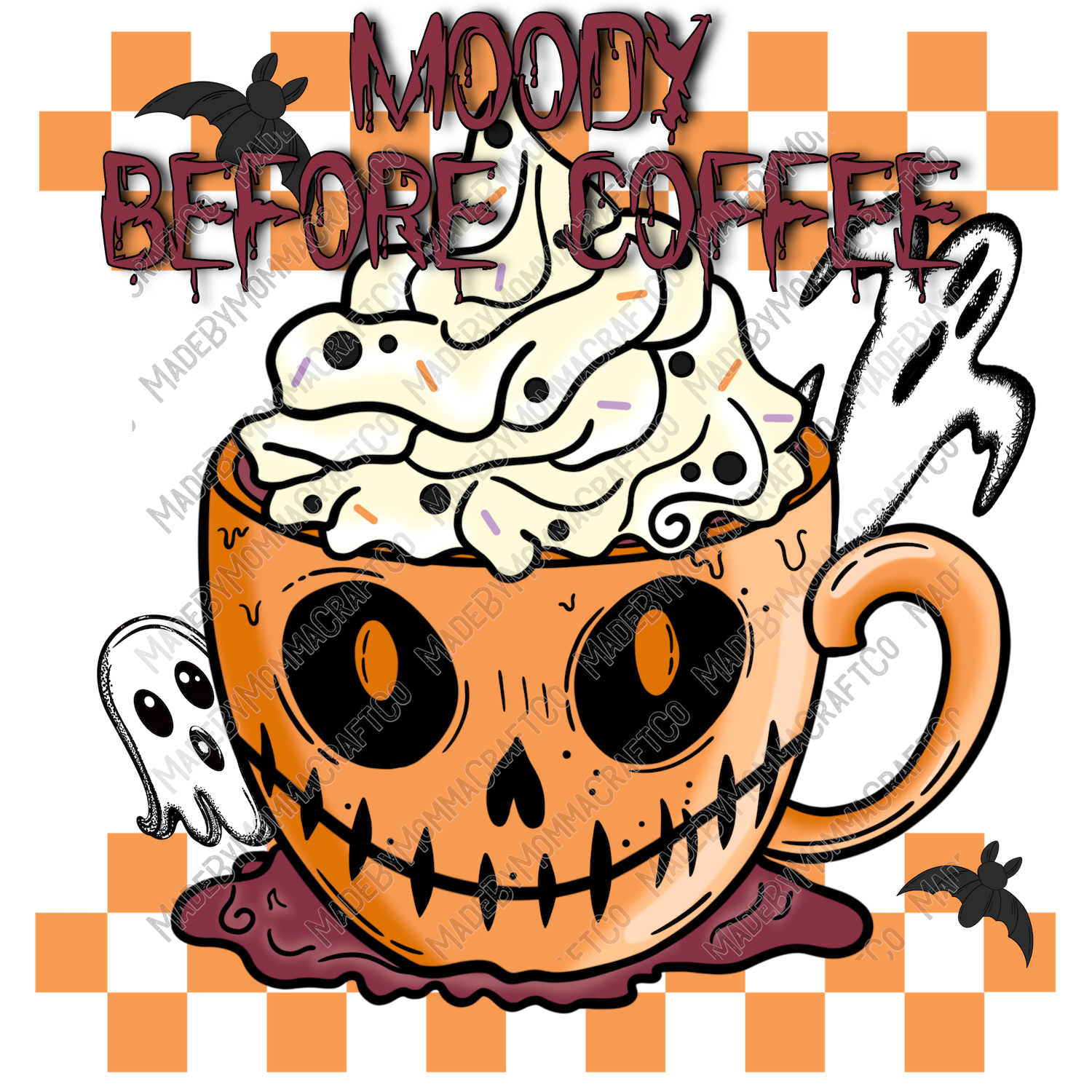 Moody Before Coffee Halloween Fall - Cheat Clear Waterslide™ or White Cast Sticker
