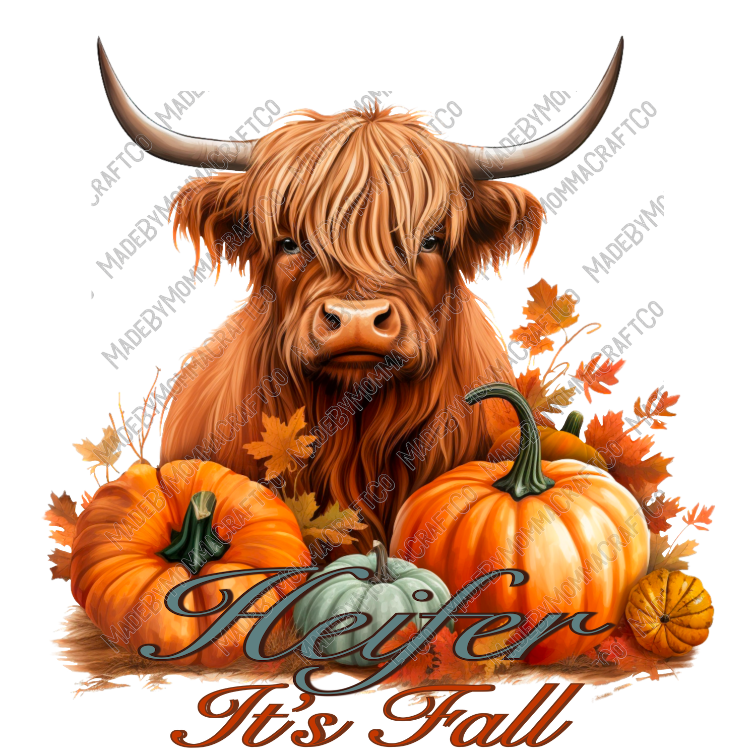 Heifer It&#39;s Fall Highland Cow Country Western - Cheat Clear Waterslide™ or White Cast Sticker
