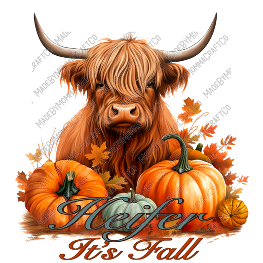 Heifer It's Fall Highland Cow Country Western - Cheat Clear Waterslide™ or White Cast Sticker