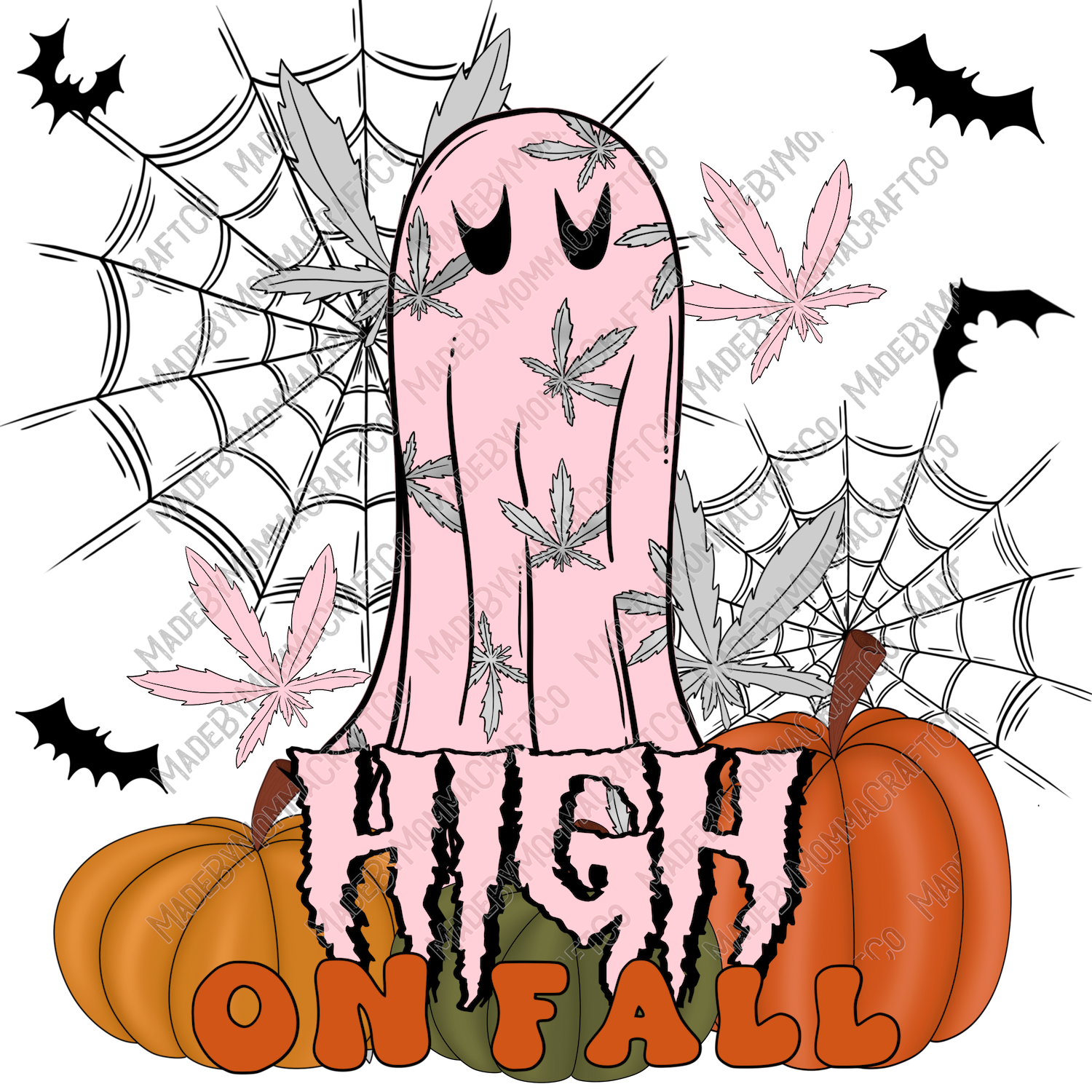 High On Fall Marijuana Halloween Fall - Cheat Clear Waterslide™ or White Cast Sticker