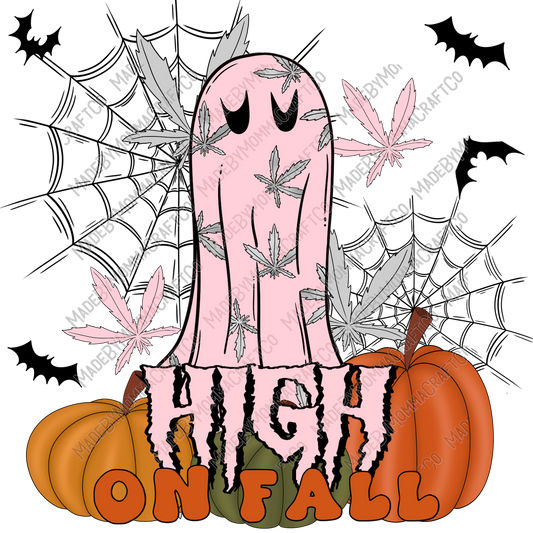 High On Fall Marijuana Halloween Fall - Cheat Clear Waterslide™ or White Cast Sticker
