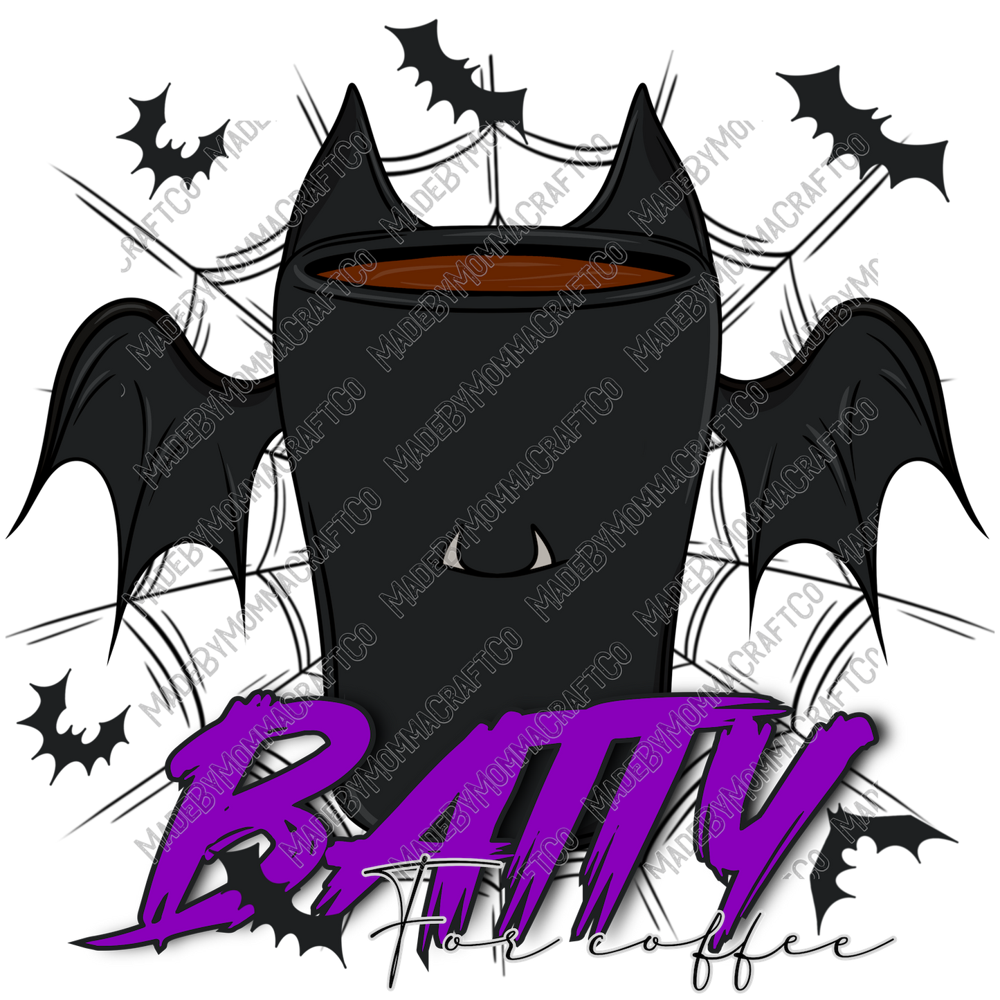 Batty For Coffee - Halloween - Cheat Clear Waterslide™ or White Cast Sticker