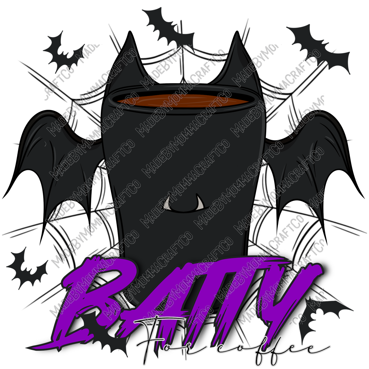 Batty For Coffee - Halloween - Cheat Clear Waterslide™ or White Cast Sticker