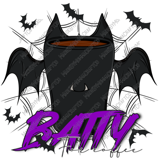 Batty For Coffee - Halloween - Cheat Clear Waterslide™ or White Cast Sticker