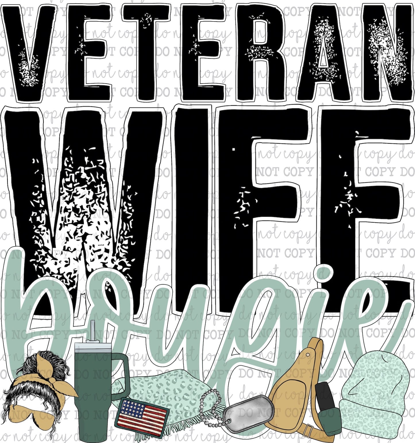 Veteran Wife Bougie - Occupations / Women / Military - Cheat Clear Waterslide™ or White Cast Sticker