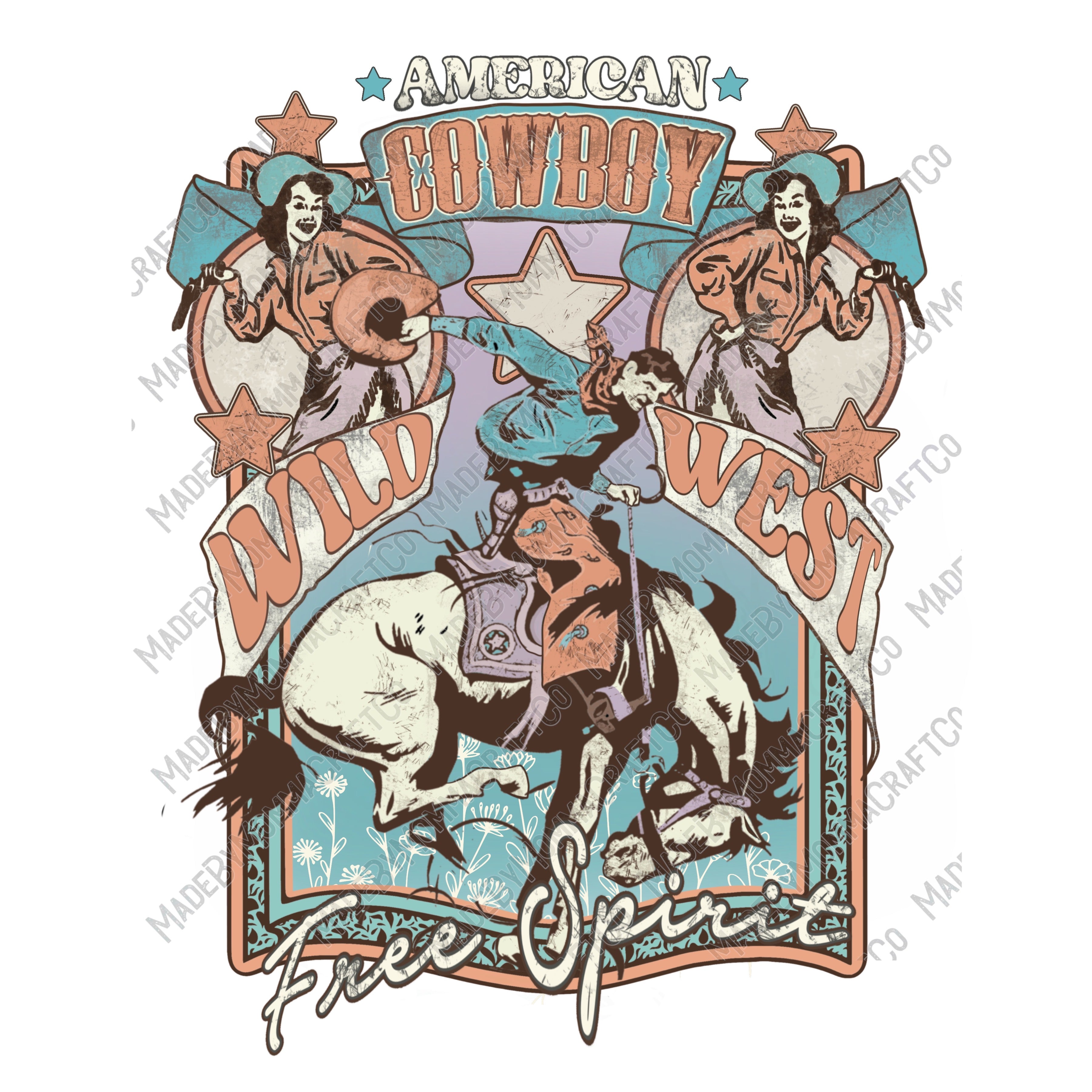 Vintage Cowboy - Country Western - Cheat Clear Waterslide™ or White Cast Sticker