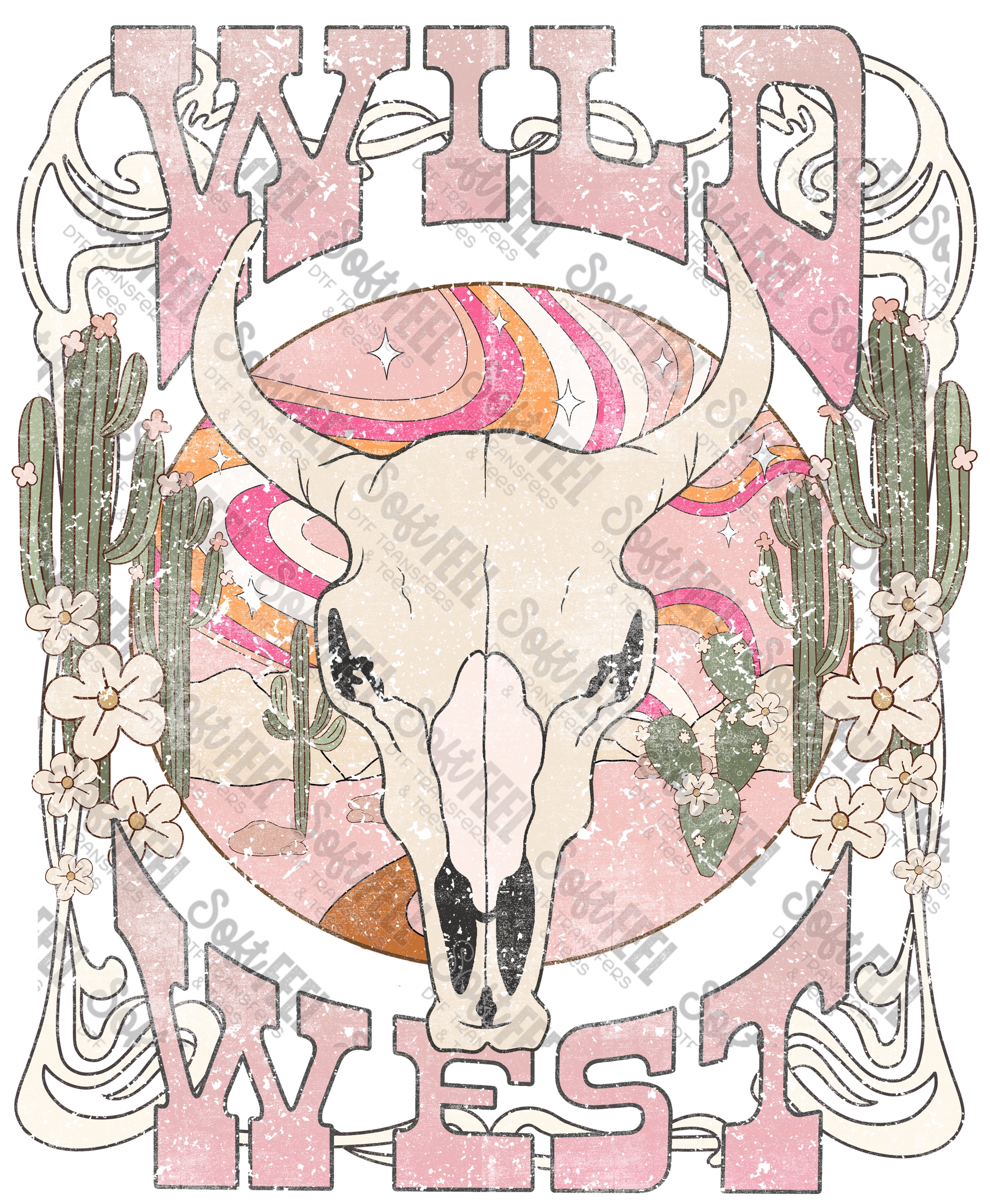 WildWest Grunge - Country Western / Retro / Women&#39;s - Direct To Film Transfer / DTF - Heat Press Clothing Transfer