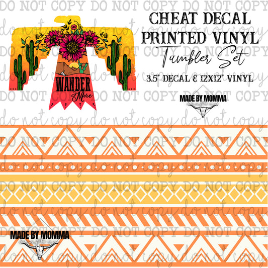 Wander More Thunderbird Aztec - Vinyl & Decal Tumbler Set