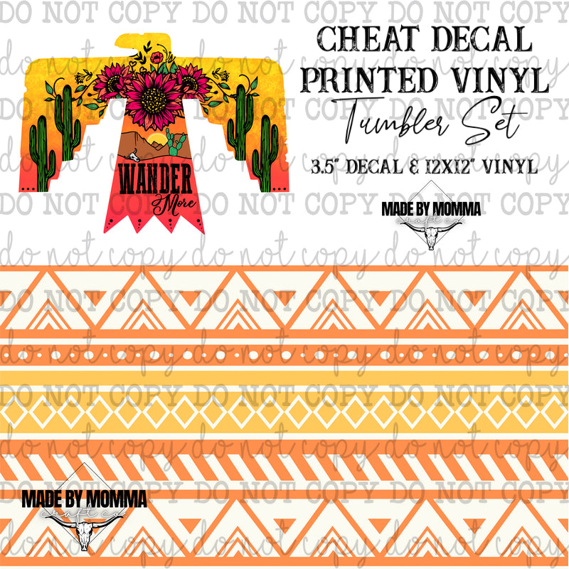Wander More Thunderbird Aztec - Vinyl &amp; Decal Tumbler Set