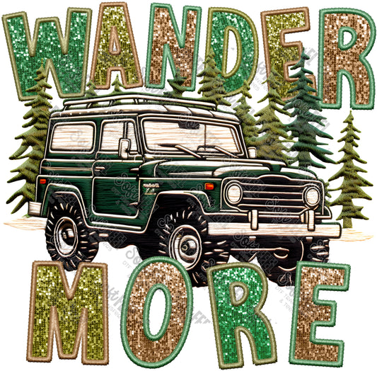 Wander More - Christmas / Faux Embroidery / Hippie - Direct To Film Transfer / DTF - Heat Press Clothing Transfer