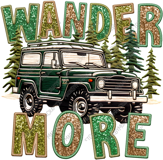 Wander More - Faux Embroidery - Cheat Clear Waterslide™ or White Cast Sticker