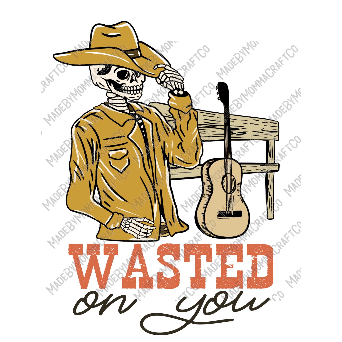 Wasted On You Country Western - Cheat Clear Waterslide™ or White Cast Sticker