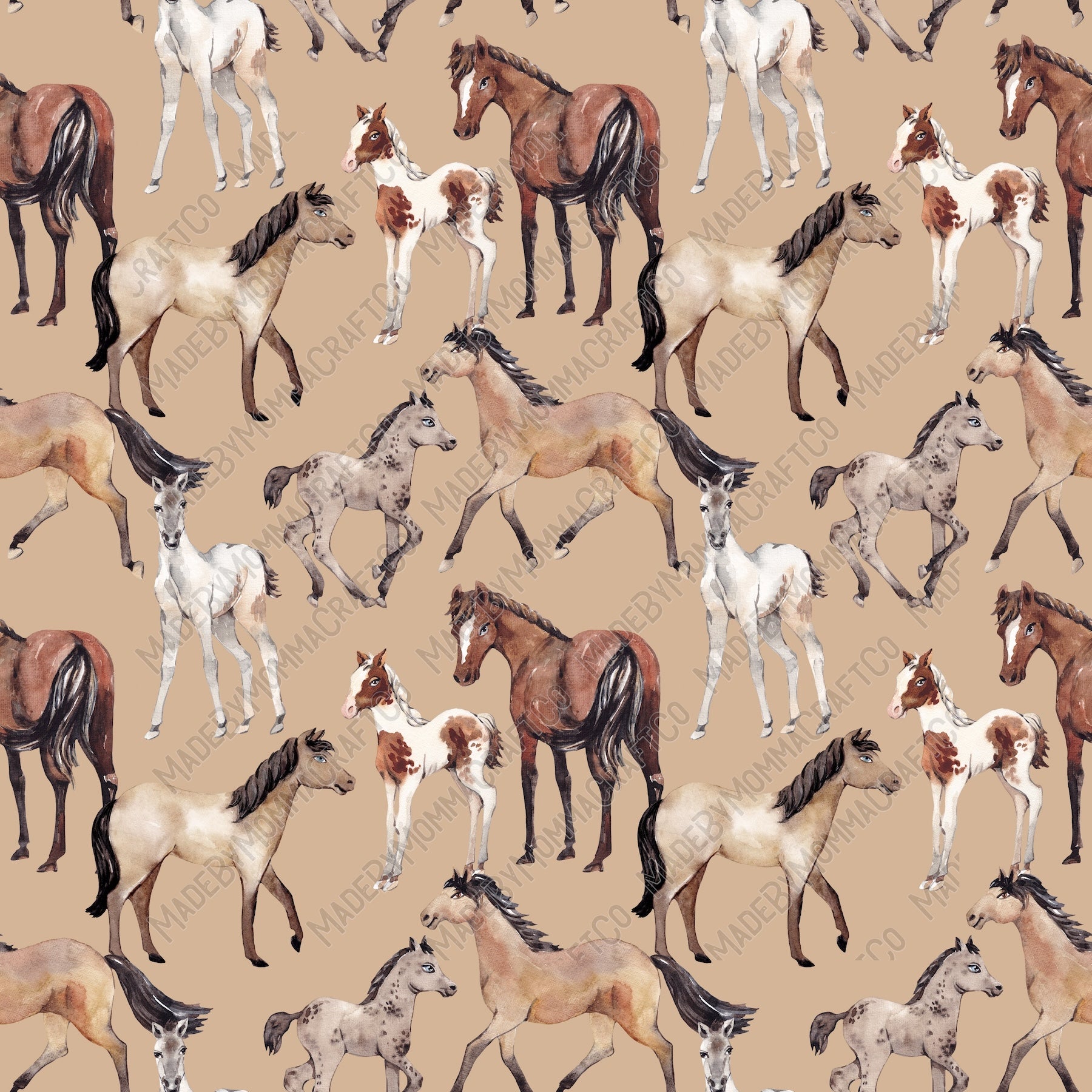 Watercolor Horses - Vinyl Or Waterslide Seamless Wrap