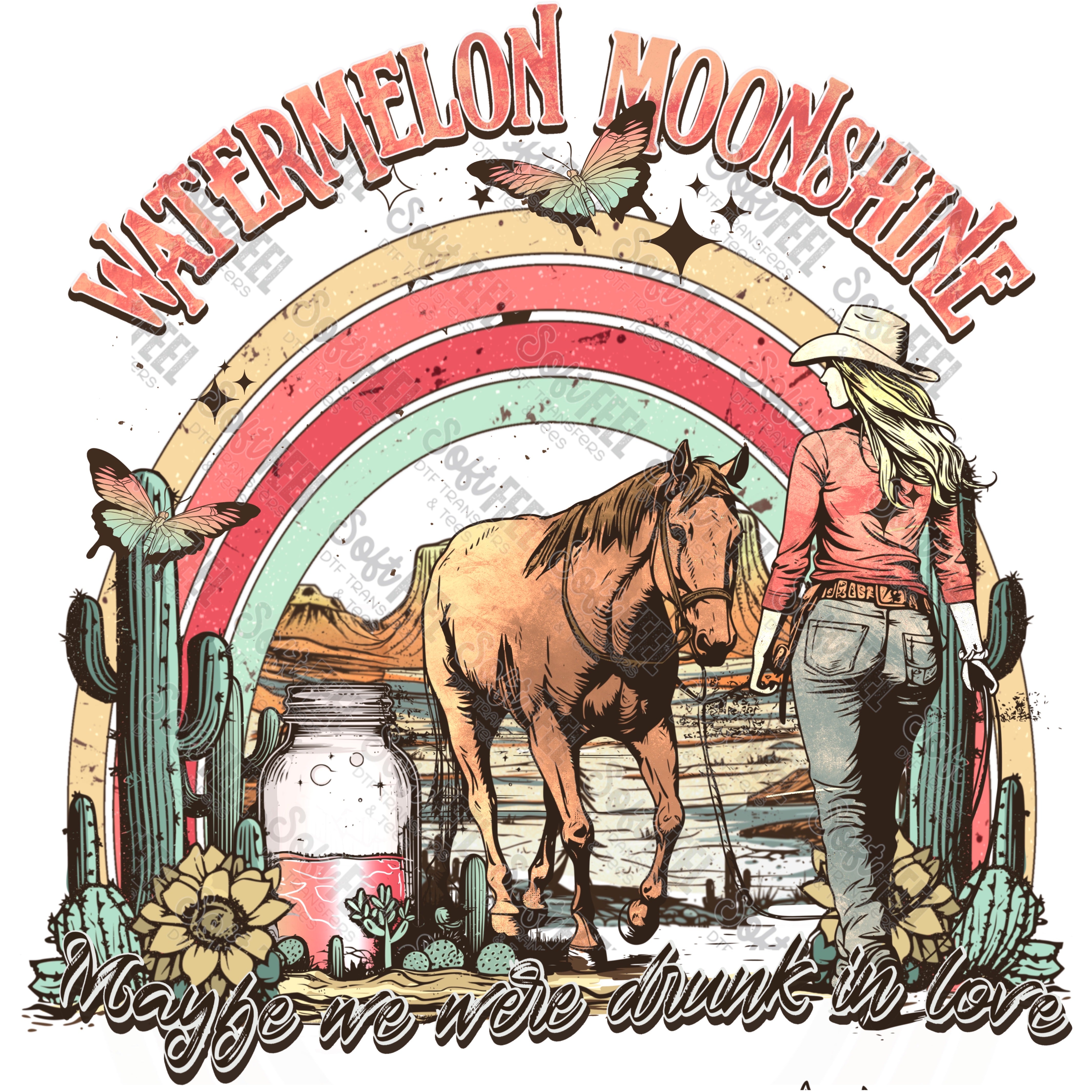 Watermelon Moonshine - Women&#39;s /Music / Western - Direct To Film Transfer / DTF - Heat Press Clothing Transfer