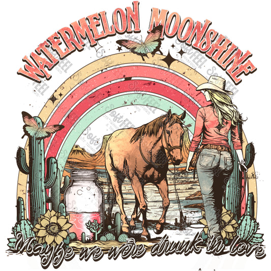 Watermelon Moonshine - Women's /Music / Western - Direct To Film Transfer / DTF - Heat Press Clothing Transfer