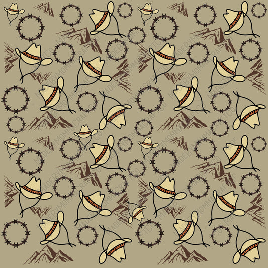 Western Cowboy Pattern 6 - Vinyl Or Waterslide Seamless Wrap