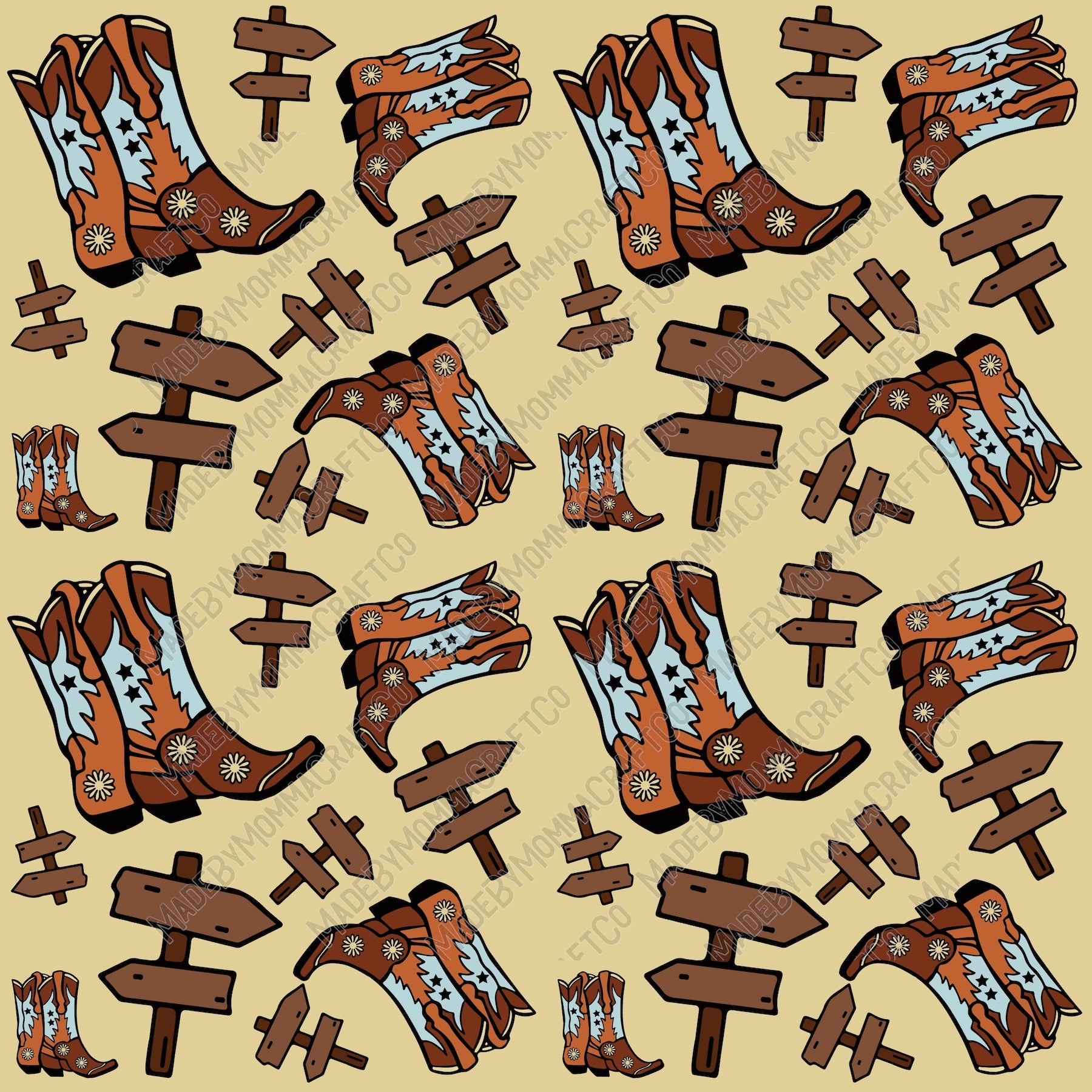 Western Cowboy Pattern 7 - Vinyl Or Waterslide Seamless Wrap