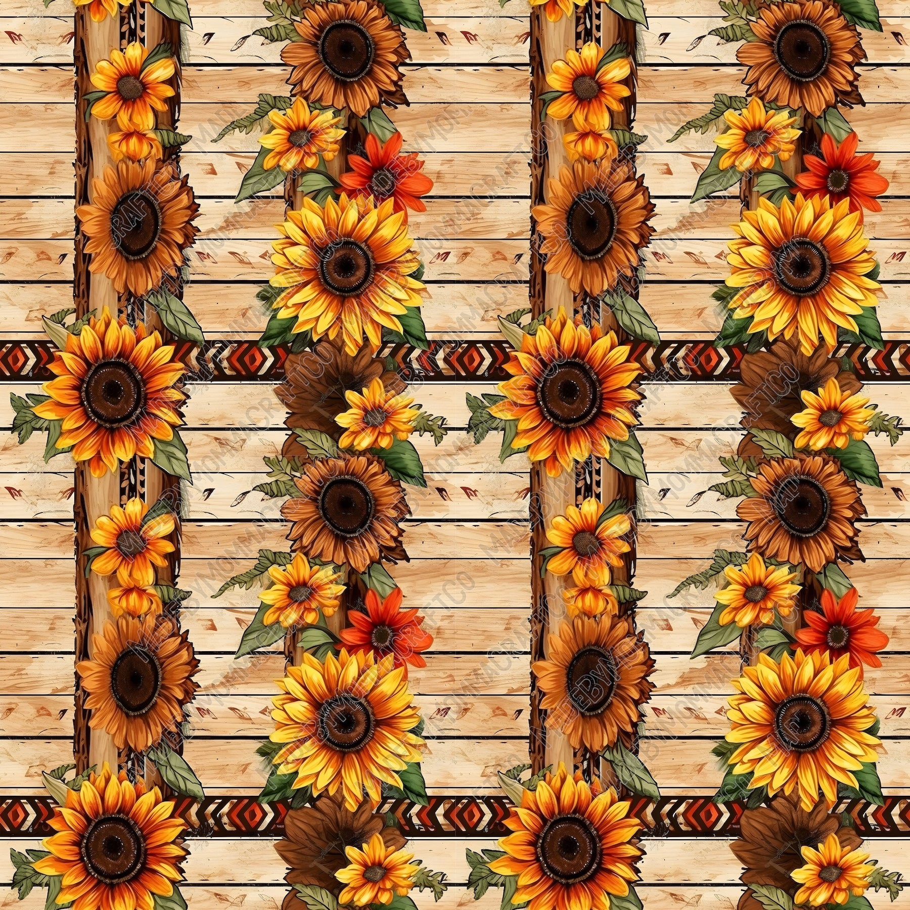 Western Sunflowers 2 - Vinyl Or Waterslide Seamless Wrap