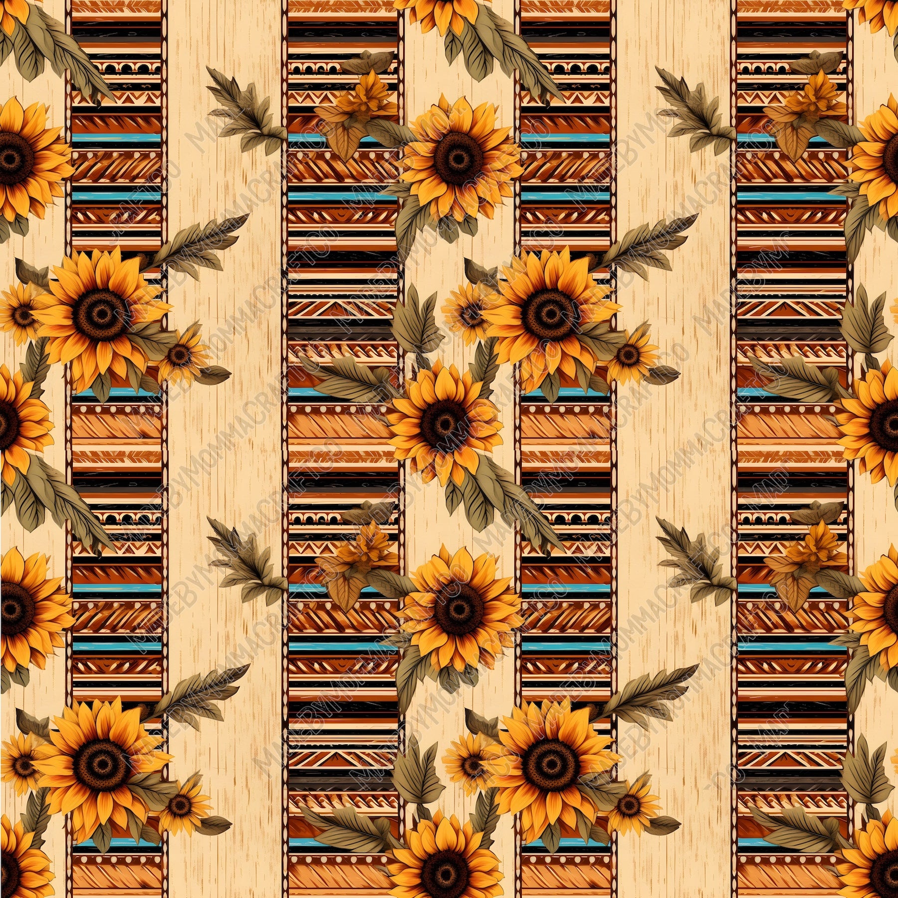Western Sunflowers 3 - Vinyl Or Waterslide Seamless Wrap