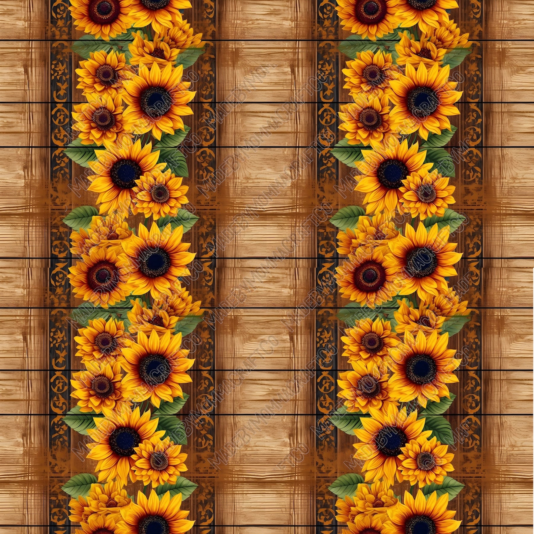 Western Sunflowers 4 - Vinyl Or Waterslide Seamless Wrap