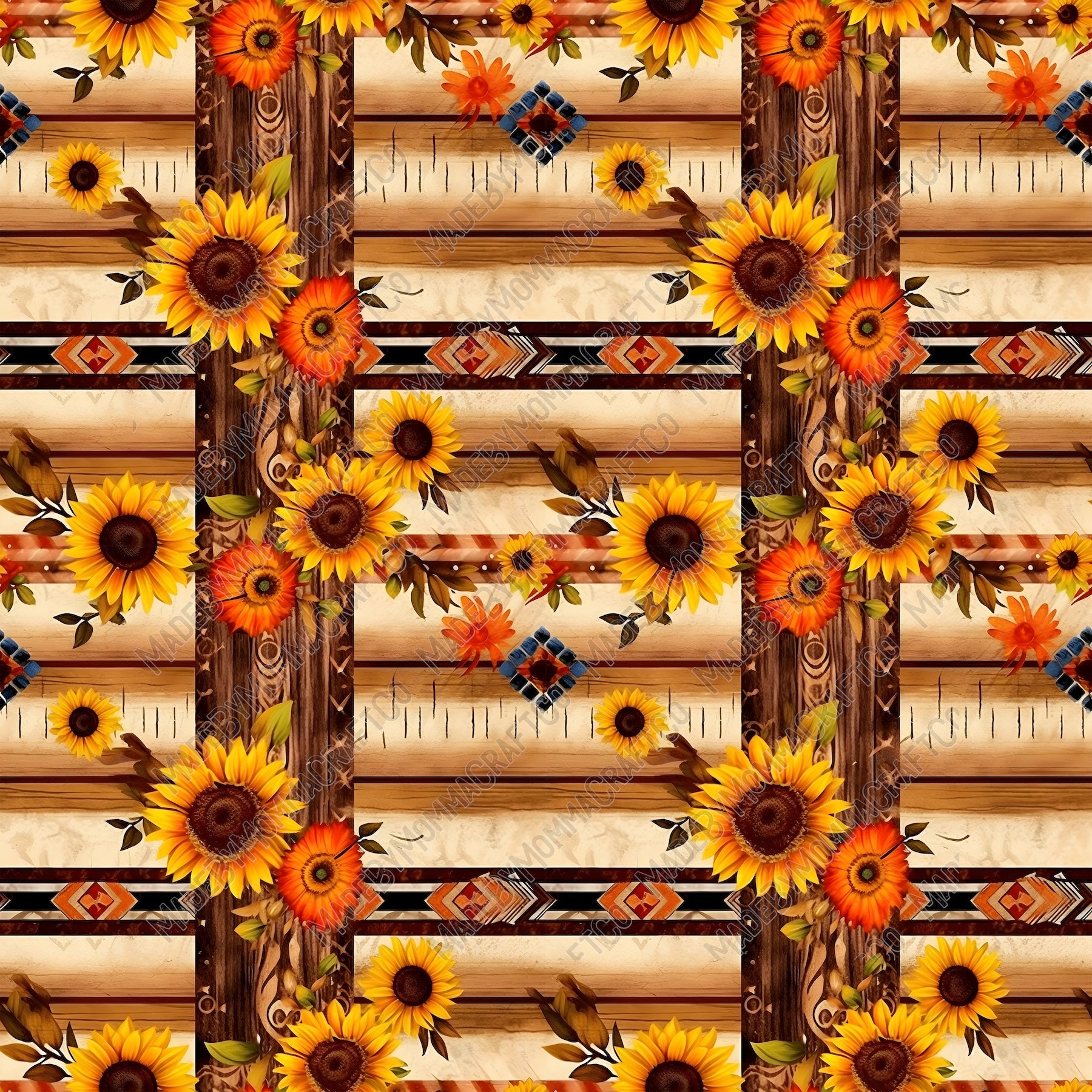 Western Sunflowers 6 - Vinyl Or Waterslide Seamless Wrap