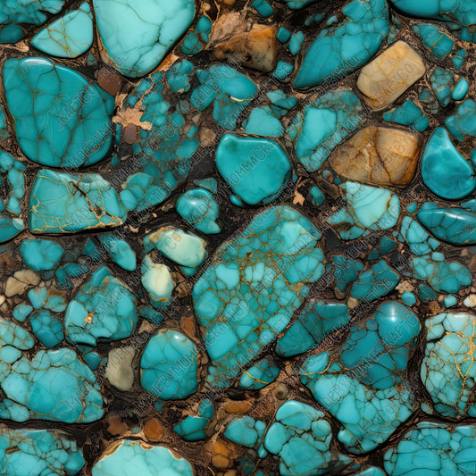 Western Turquoise Stones 5 - Vinyl Or Waterslide Seamless Wrap