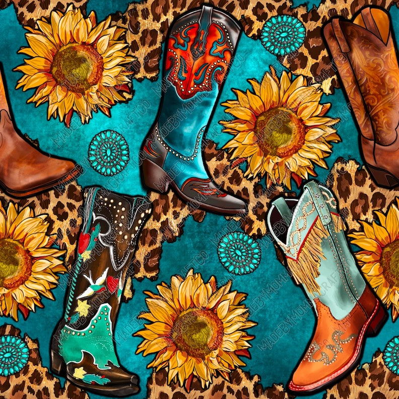 Western Cowboy Boot - Vinyl Or Waterslide Seamless Wrap