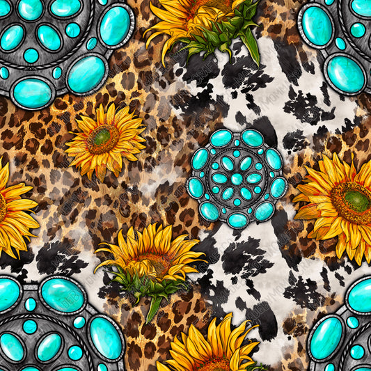 Western Gemstone And Sunflower - Vinyl Or Waterslide Seamless Wrap